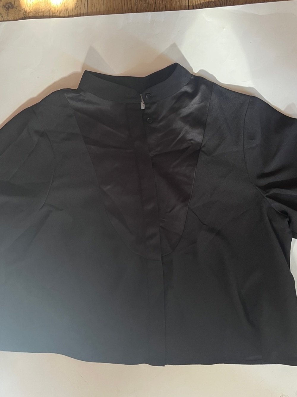 ASOS Black Short-Sleeve Cropped Button-Up Top